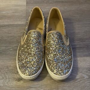 Sparkly gold slip ons
